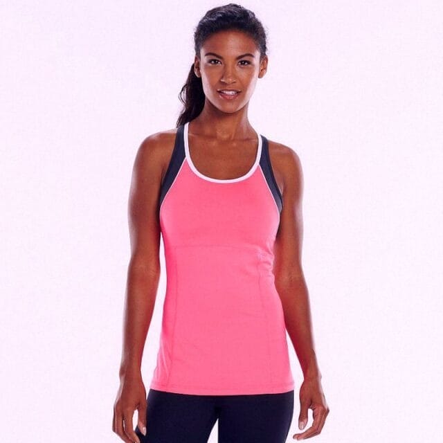 Tek Gear Racerback Workout Tank Pink Gray 1